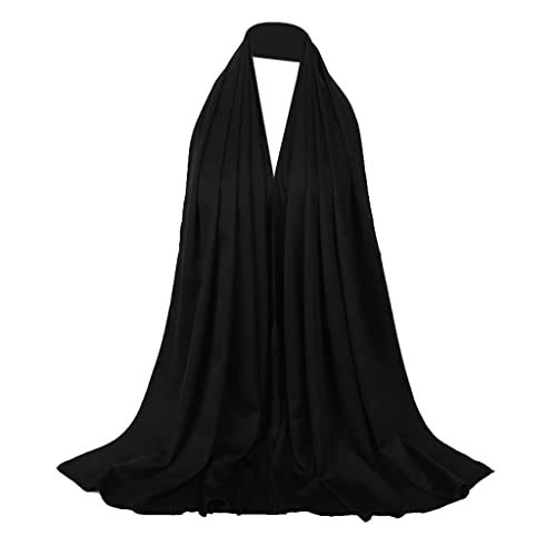 shamjina Lenço Muçulmano Lenço Na Cabeça Lenço Turbante Pashmina Boné, Preto