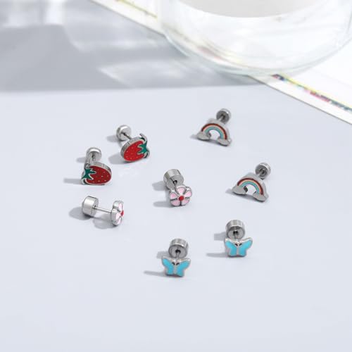 Newitin NE3204 6 Pairs Silver Cute Stud Earrings thumb #3