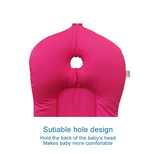Image of Baby Bath Mat, KAKIBLIN Baby Bathtub Cushion Soft Anti-Slip Bath Pad 0-6 Month Infant Bath Pillow, Pink