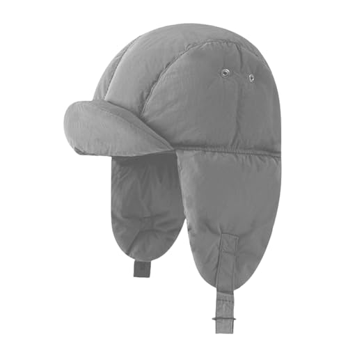 Surakey Waterproof Men's Winter Hats with Earmuffs Warm Thick Fleece Lined Cap Earflaps Trooper Trapper Hat for Men, Grey