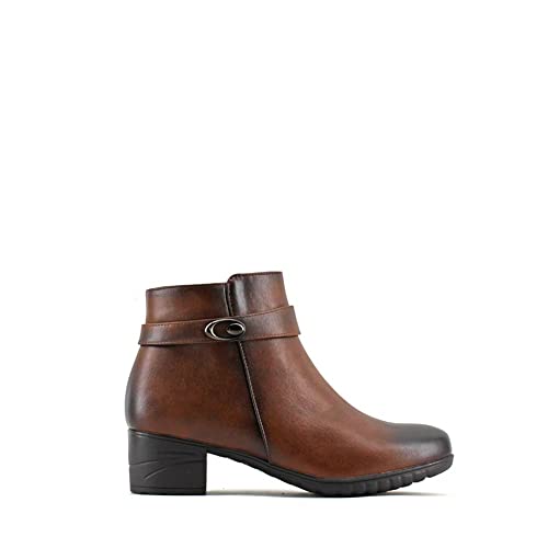 MODELISA - Botines Con Tacón Ancho Interior Forrado Cremallera Invierno Señora Mujer (Camel, numeric_38)