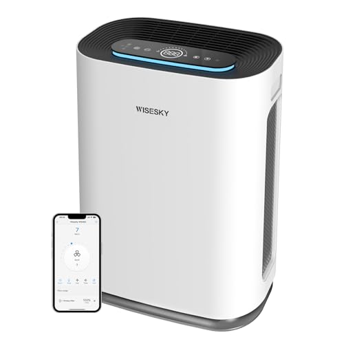 HEPA Air Purifier for Home Covers 1728 sq. ft | WiseHEPA™ Filtration Removes Smoke, Dust, Odors | Smart Large Room Air Cleaner with 7-Speed Control | Quiet Sleep Mode, WS460A White