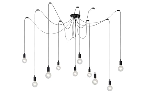 Suspension 10xE27 noire LUCIDE FIX pour sublimer la table du salon