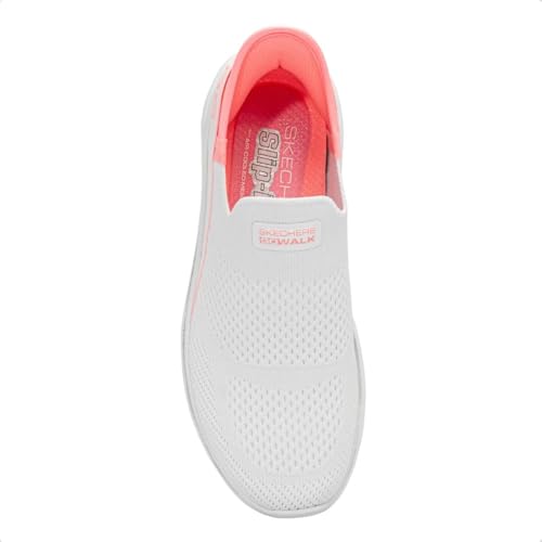 Skechers Damen Go Walk 7 MiaGO Walk 7 MIA, Weißes Textil, neonrosa Besatz, 35 EU – Ansicht 3