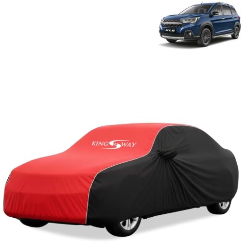 Image of KINGSWAY Super Waterproof Car Cover Only with Maruti Suzuki XL6 (Year 2022 Onwards - All Model) | Mirror and Antenna Pockets | All Weather Car Body Cover with Silver Piping | Black Red