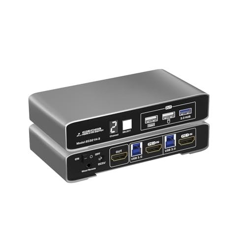 Commutateur HDMI KVM 2 PC 1 écran avec ports USB 3.0 et résolution Ultra HD 4K 60Hz