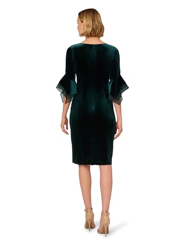 Image of Adrianna Papell Velvet Bell Sleeve Short Dress