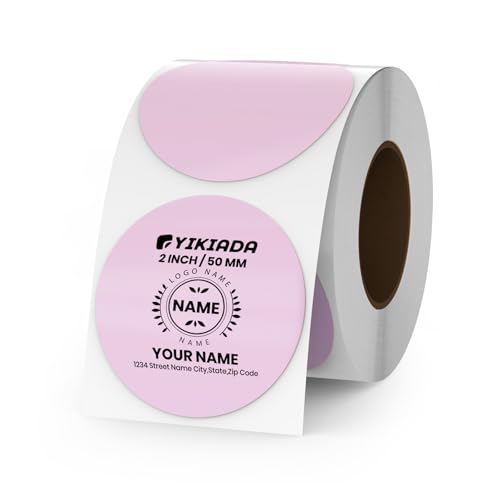Étiquettes thermiques rondes en vinyle anti-déchirure pour code QR et adresse - Violet 5,1cm