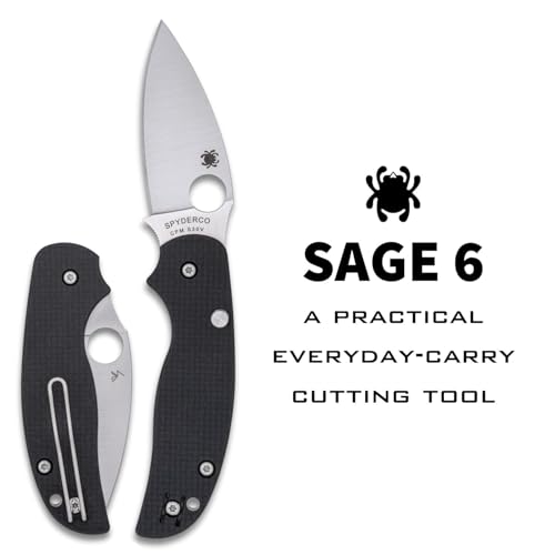 Spyderco Sage 6 Folding Knife - CPM S30V Steel Blade with Carbon Fiber/G-10 Laminate Handle, Button-Release Compression Lock, PlainEdge - C123CFBCLP - Image 2