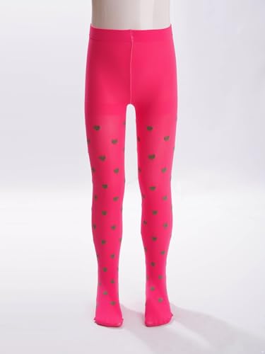 TiaoBug Kids Girls Ballet Dance Tights Heart Print Pantyhose Footed Leggings Stockings Pants Warm Thermal Tights3