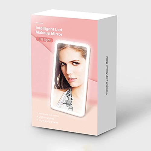 Andoer Mini espelho de maquilhagem portátil espelho pequeno com luz tipo telemóvel