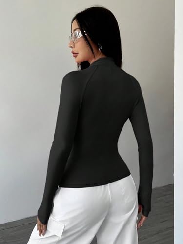 Chic Women's Casual Coat - Black Long Sleeve Zipper Jacket in X-Small for Effortless Style - Image 2