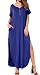 GRECERELLE Solid V-Neck Pocket Loose Maxi Dress Royal Blue S