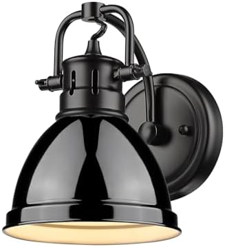 Golden Lighting 3602-BA1 BLK-BK Duncan Bath Vanity, 8.25"L x 6.5"W x 8.5"H, Matte Black with a Black Shade