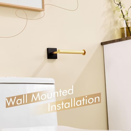 Image of KOKOSIRI Toilet Paper Holder Toilet Roll Holders Hold Mega Rolls Kitchen Bathroom Tissue Paper Dispenser Black with Gold Stainless Steel, B2008GDK