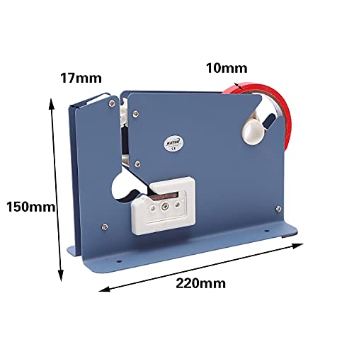 KATSU Beutelverschliesser Beutelverschlussgerä Klebebandspender mit 10 Rollen Klebebänder à 45m, Verpackungssiegelgerät für Plastiktüte, passend für 9–12 mm breite Klebebänder 832154