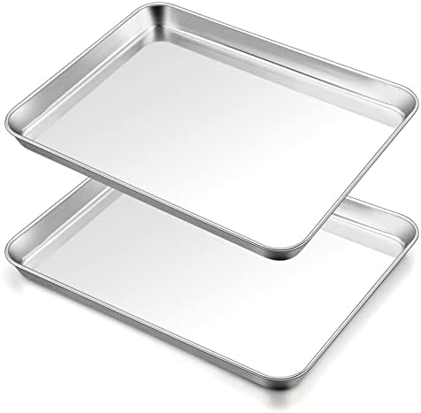 TeamFar Baking Sheet, 17.6’’ x 13’’ x 1’’ Stainless Steel Large Cookie Sheet Half Baking Pans, Non-toxic & Healthy, Easy Clean & Dishwasher Safe, Heavy Duty & Durable - Set of 2