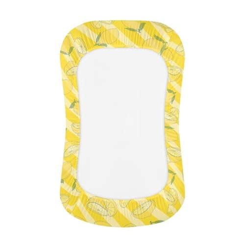 Image of ZOUTAIRONG Lemon Bassinet Sheetsack Bassinet Sheets Yellow Neutral Unisex Fitted Baby Bassinet Sheets Set for Standard Bassinets for Baby Boys or Girls