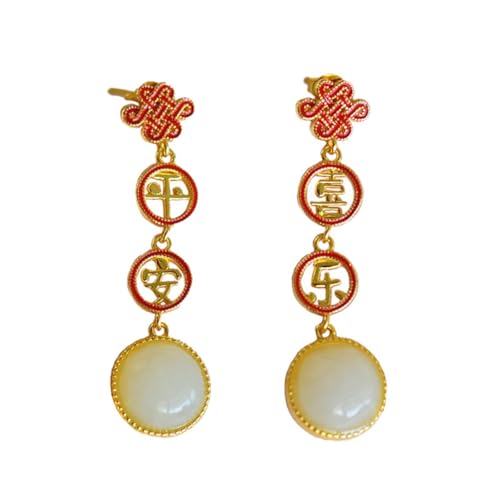 Boucles d'oreilles Hetian Jade S asymétriques, cadeau idéal pour anniversaire