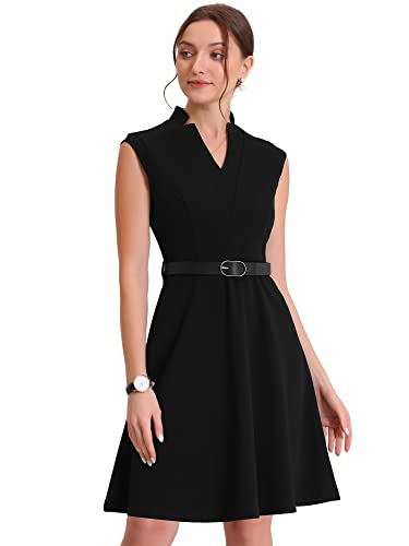 Allegra K Elegant Dress For Women's Split Neck Wear To Work Sleeveless Dresses X-Small Black #TOP6