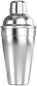 HIC Bar Cocktail Shaker, 18/8 Stainless Steel, Mirror Finish, 3-Piece Set, Holds 18-Ounces
