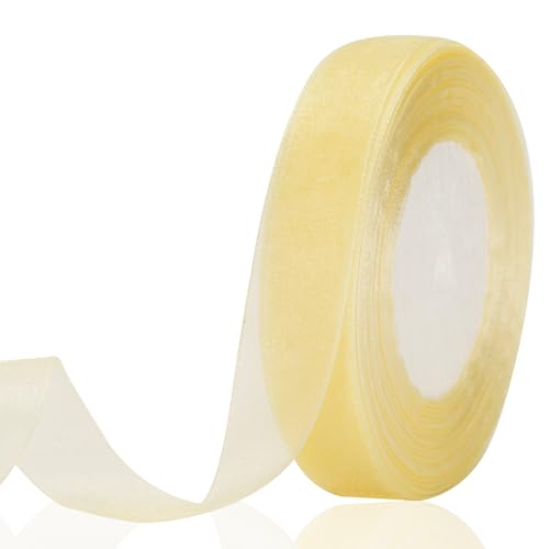 jijAcraft Ruban en organza ivoire - 45 m - Ruban décoratif en mousseline de soie transparente - 20...