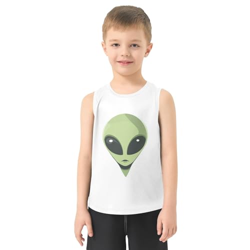 Boys Tank Top Shirts Green Alien Funny Sleeveless T-Shirts Crew Neck for Kids Clothing Children2
