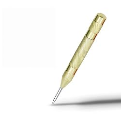1 PCS Automatic Center Punch with 2 Extra Bits 5 Inch Heavy Duty Steel Spring Punch Tool, Adjustable Tension, Rustproof, Polished, Round Head, Suitable for Metal, Glass