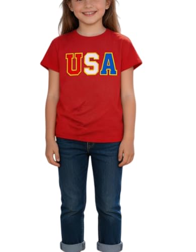 4th of July Shirts Boys Girls USA Shirt Kids Memorial Day T-Shirt Independence Day Patriotic Short Sleeved Tees Tops Red — view 4