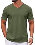 COOFANDY Men's Short Sleeve T Shirts V Neck Casual Summer T Shirts Basic Tee Shirt Olive Green