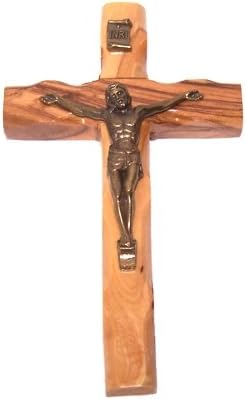 Holy Land Market Crucifixo pequeno de madeira de oliveira - 12 cm