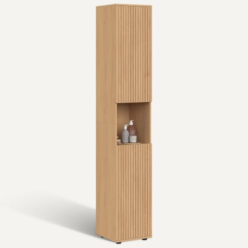 Colonne SDB VICTOR effet lattes bois IDMarket