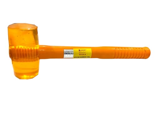 Image of Jon Bhandari Tools 330g Nylon Hammer - Non-Marring Soft Face Hammer with 50mm Head for Automotive, Woodworking, Metal Assembly & DIY - Durable, Shock Resistant, High-Visibility Design