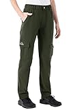 Donhobo - Pantalones de senderismo impermeables para mujer, con cremallera, ligeros, elásticos, de secado rápido, Mujer, color verde, tamaño XS