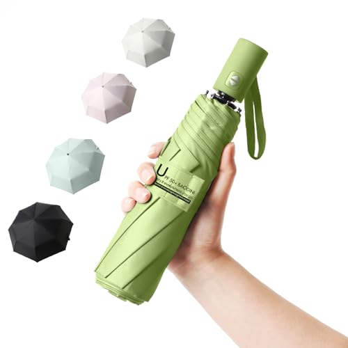 BAODINI Small UV Protection Travel Umbrella Compact for Rain and Sun UPF 50+ Windproof Portable 42 inch Umbrella for Women and Men