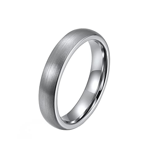 OAKKY Herren & Damen Wolfram Stahl 4mm Klassische gebürstete Ringe Glatte abgeschrägte Kante Größe 68 (21.6) Cover