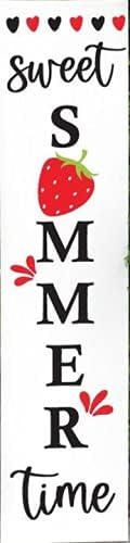 Metal Sign Strawberry Summer Vertical Porch Strawberry Porch Sign Summer Vertical Porch Sign Street Sign Outdoor Antique Large Home Decoration Vertical Home Sign Wall Decoration 16x6inch