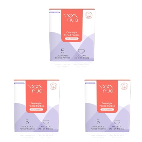Image of Nua Overnight Disposable Period Panties | Pack of 15 | (XXL-XXXL) | Heavy Flow Absorbency | Leakproof Protection | Discreet & Secure | Breathable | No Rashes | No Discomfort White