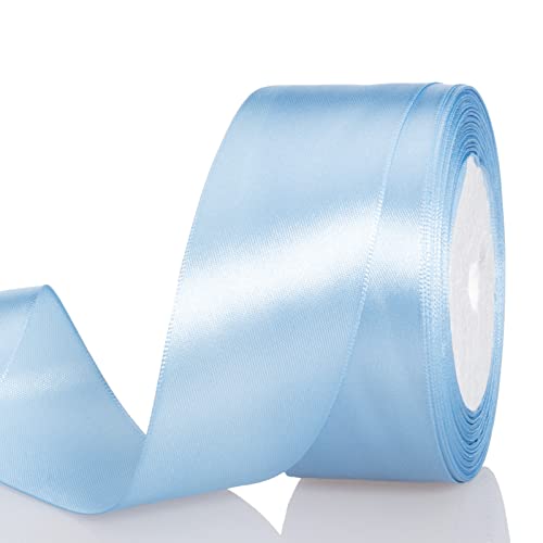 Image of ATRBB 25 Yards 1-1 /2 inch Wide Satin Ribbon Perfect for Wedding,Handmade Bows and Gift Wrapping (Blue Mist)