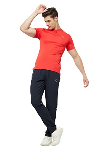 Image of TRUEREVO Mens Solid Half Sleeve Round Neck Sports T Shirt Polyester Fabric with Reflective Details for Gym Training Workout Running