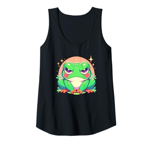 Mujer Gráfico Grumpy Frog Cute Girls Camiseta sin Mangas