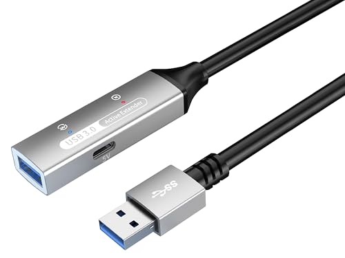 PremiumCord Aktives SuperSpeed USB 3.2 Gen1 Verl&auml;ngerungskabel mit Repeater 15m, USB Typ A Buchse auf Typ A Stecker, 5 Gbit/s, 2x Geschirmt, AWG20/28, Aluminiumgeh&auml;use, Farbe Schwarz, L&auml;nge 15m