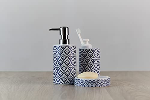 WENKO Seifenspender Lorca Keramik - Flüssigseifen-Spender, Spülmittel-Spender Fassungsvermögen: 0.36 l, Keramik, 8.5 x 18 x 7 cm, Blau, Dunkelblau, 18 x 7 x 8.5 cm 6