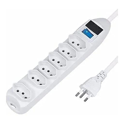 Extensão Elétrica 6 Tomadas Com Fusível Cabo 5 Metros