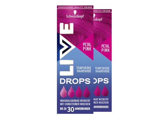 Schwarzkopf Live Color Drops Petal Pink (2x 30 ml), dosierbare Farb-Drops für einen individuellen Look, Tönung zum Mischen mit dem Conditioner, temporäre Coloration hält bis zu 12 Haarwäschen