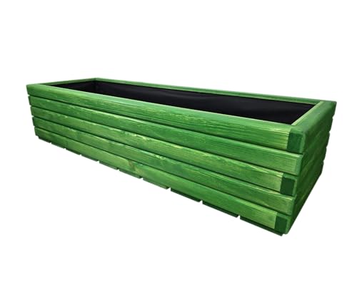 HolzGarden Pflanzkübel Holz Rechteckig 118x30x40 cm Imprägniert Farbe Akazie Wetterfest Blumenkasten Blumentopf Groß Außen Balkon Garten Pflanzkasten Outdoor 95l Serie FORNEA