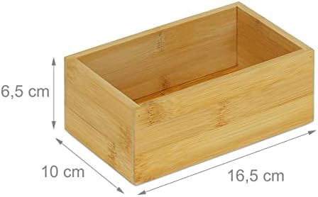 Relaxdays Bamboo Organiser Box, Narrow, Long, Storage for Kitchen, Bathroom, Office, HxWxD: 6.5 x 16.5 x 10 cm, Natural