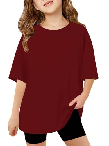 Image of Haloumoning Girls Short Sleeve T-Shirts | Kids, Summer,Girls shirts,Oversized t shirts,Girls T-Shirts,Oversized Tops, Casual Crewneck, Basic Tees 5-14Y