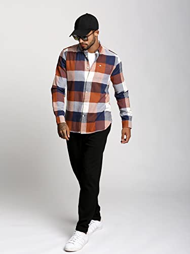 Image of THE BEAR HOUSE Men's Cotton Multi Checked Slim Fit Shirt |Multicolored |3XL |TBH-LENO-MC-3XL |