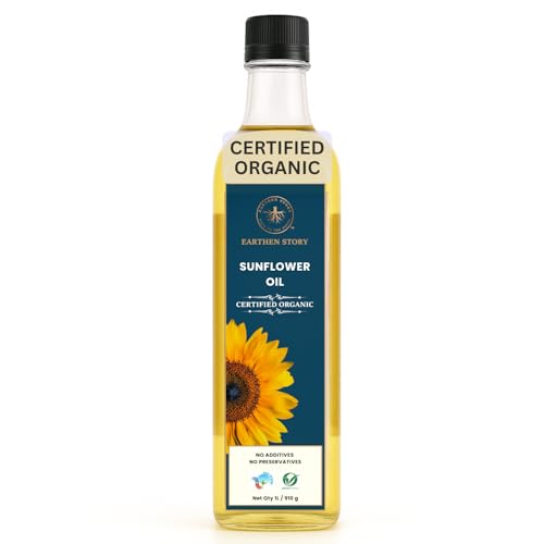 Image of Earthen Story Certified Organic Sunflower Oil 1L | Lab Tested for 250+ Pesticides | NPOP Approved | Unrefined & Chemical-Free Cooking Oil | High in Antioxidants, Heart-Healthy, Nutrient-Rich